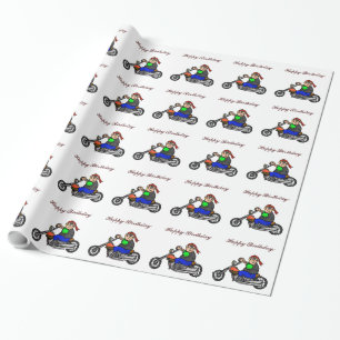 Male Riding Motorcycle Gift Wrap