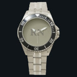 Male RN Nurse Men's Custom Watch<br><div class="desc">Show your style wearing this Male RN Nurse Men's Custom Watch.  It is modern minimalist designed with a professional look.  Customise the watch to suit your profession. You can also change the background colour from the sage green as shown.  This makes a perfect gift for any male nurse.</div>