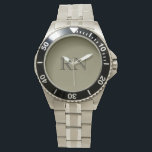 Male RN Nurse Men's Custom Watch<br><div class="desc">Show your style wearing this Male RN Nurse Men's Custom Watch.  It is modern minimalist designed with a professional look.  Customise the watch to suit your profession. You can also change the background colour from the sage green as shown.  This makes a perfect gift for any male nurse.</div>