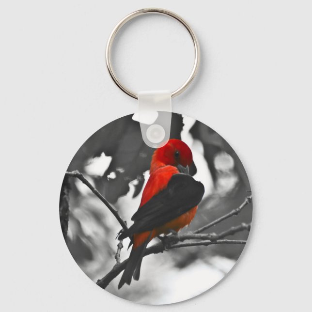Male Scarlet Tanager Key Ring (Front)