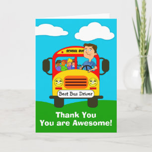 Male School Bus Driver Thank You Cards