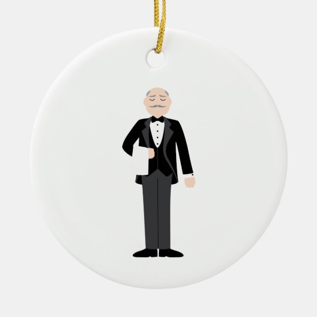 Male Server Ceramic Ornament (Front)