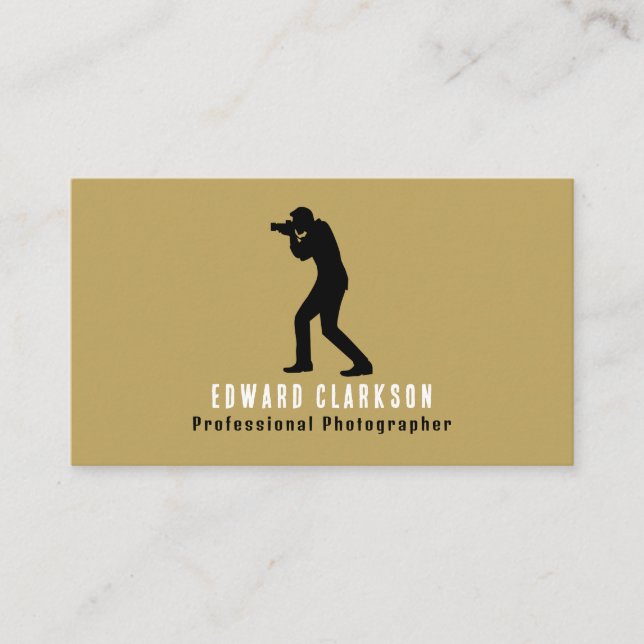 Male Silhouette, Photographer, Photography Business Card (Front)
