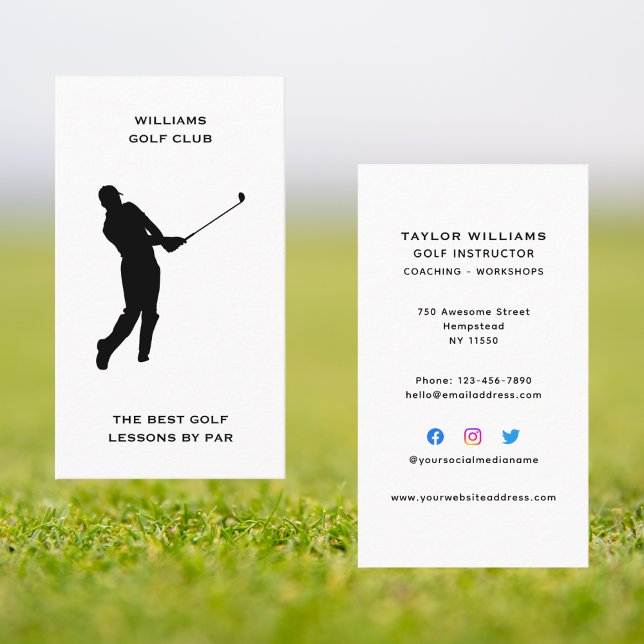 Male Sport Coach Golf Pro Instructor Social Media Business Card (Creator Uploaded)