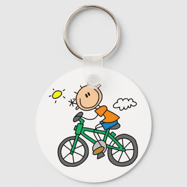 Male Stick Figure Bicyclist Tshirts and gifts Key Ring (Front)