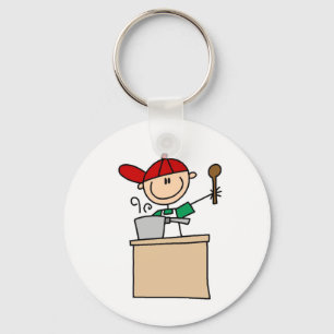 Male Stick Figure Cook Key Ring