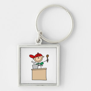 Male Stick Figure Cook Key Ring