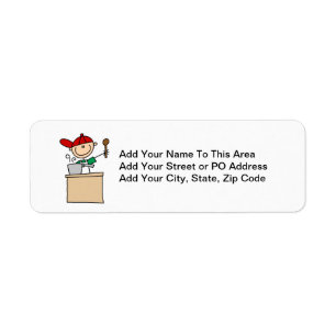 Male Stick Figure Cook Return Address Label