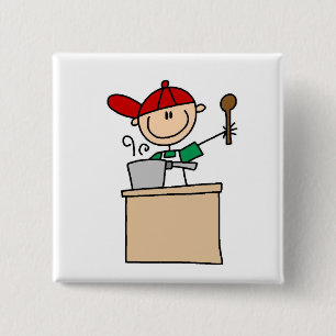 Male Stick Figure Cook T-shirts and Gifts 15 Cm Square Badge