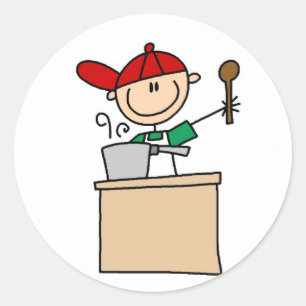 Male Stick Figure Cook T-shirts and Gifts Classic Round Sticker