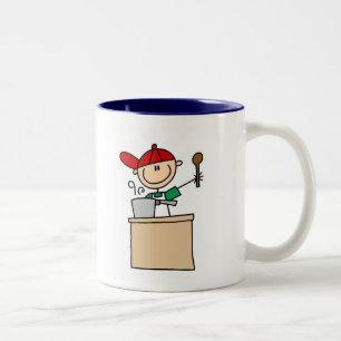Male Stick Figure Cook T-shirts and Gifts Two-Tone Coffee Mug