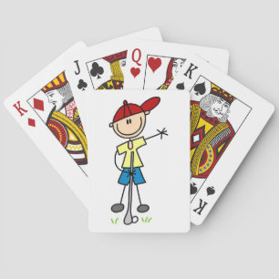 Male Stick Figure Golfer Playing Cards