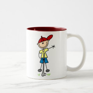 Male Stick Figure Golfer Two-Tone Coffee Mug