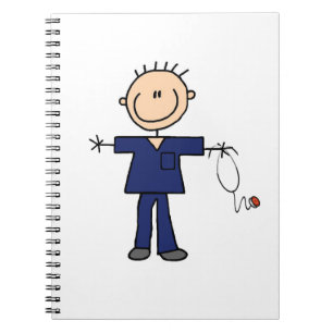 Male Stick Figure Nurse - Blue Notebook