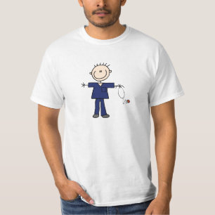 Male Stick Figure Nurse - Blue T-Shirt
