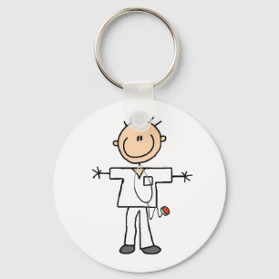 Male Stick Figure Nurse Key Ring