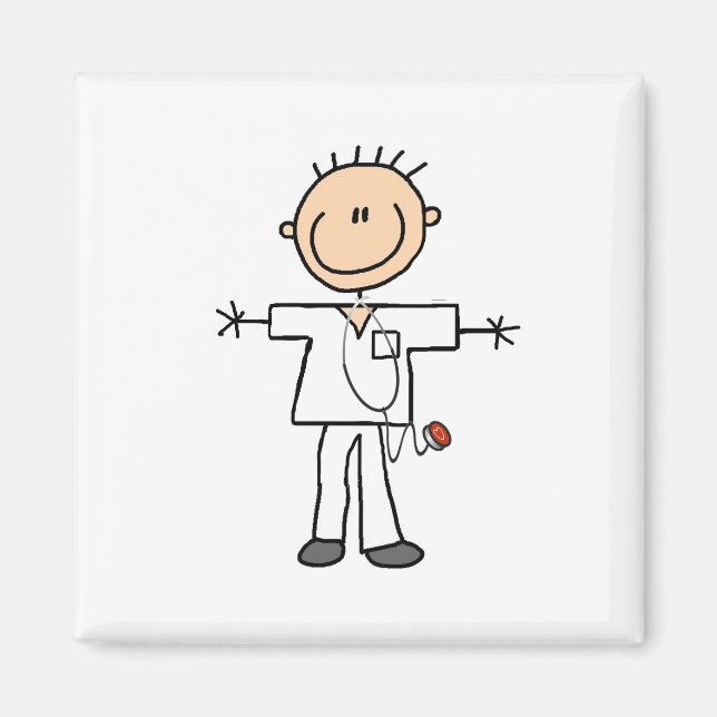 Male Stick Figure Nurse Magnet (Front)