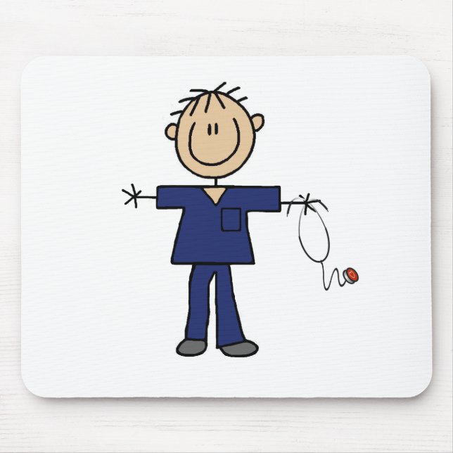 Male Stick Figure Nurse Medium Skin Mouse Pad (Front)