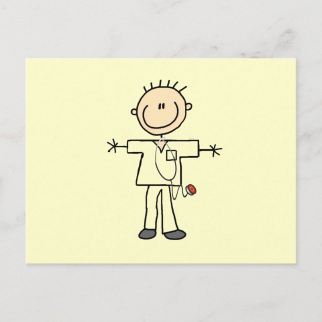 Male Stick Figure Nurse Postcard (Front)