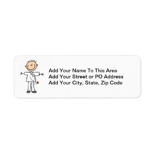 Male Stick Figure Nurse Return Address Label