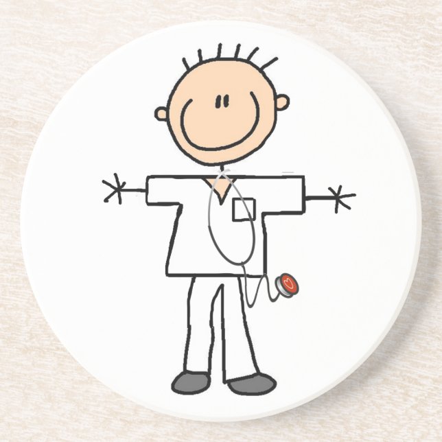 Male Stick Figure Nurse T-shirts and Gifts Coaster (Front)