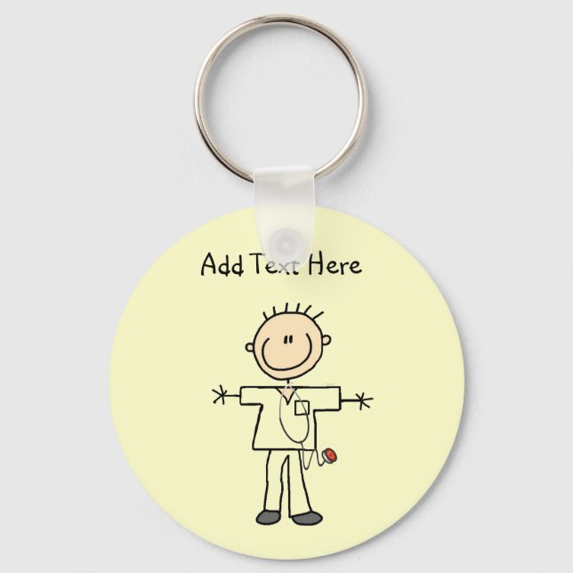 Male Stick Figure Nurse Tshirts and Gifts Key Ring (Front)