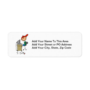 Male Stick Figure Web Surfer Return Address Label