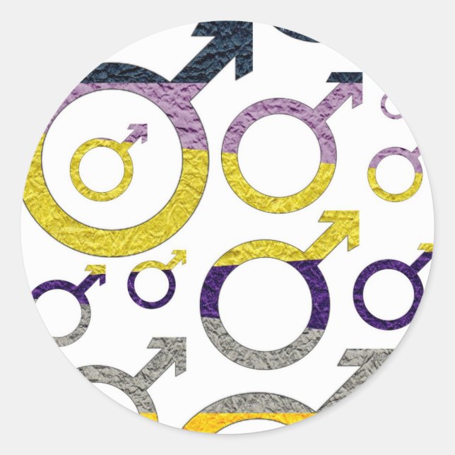 Male Symbol Pattern Classic Round Sticker (Front)