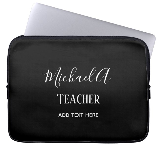 MALE TEACHER - Classic Black White Personalised Laptop Sleeve (Front)