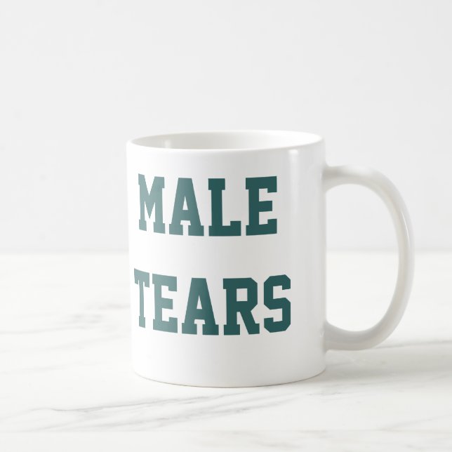Male Tears Ironic Misandry Turquoise Coffee Mug (Right)