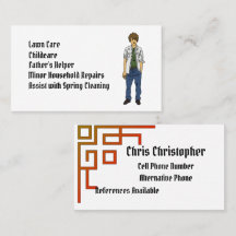 Male Teenager Will Work Business Card