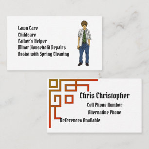 Male Teenager Will Work Business Card