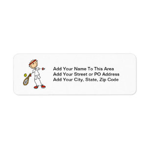 Male Tennis Player Return Address Label