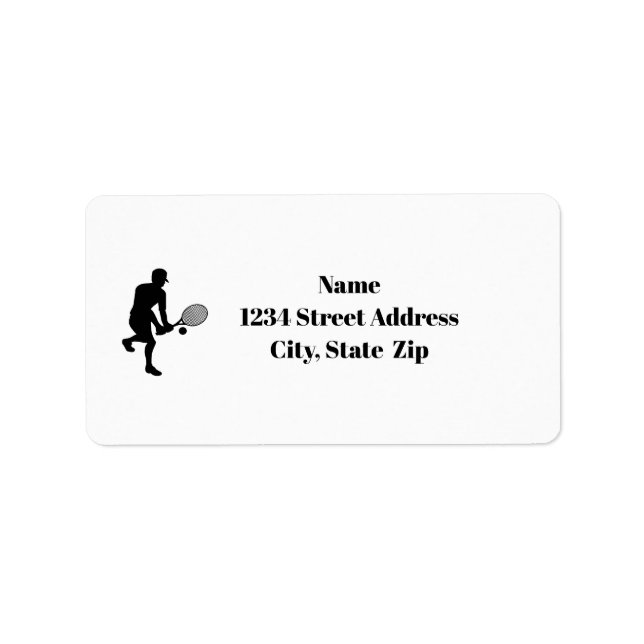 Male Tennis Player Silhouette Address Labels (Front)