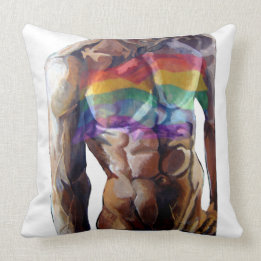 Male torso rainbow flag  cushion