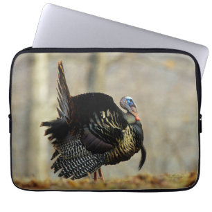 Male turkey strutting, Illinois Laptop Sleeve