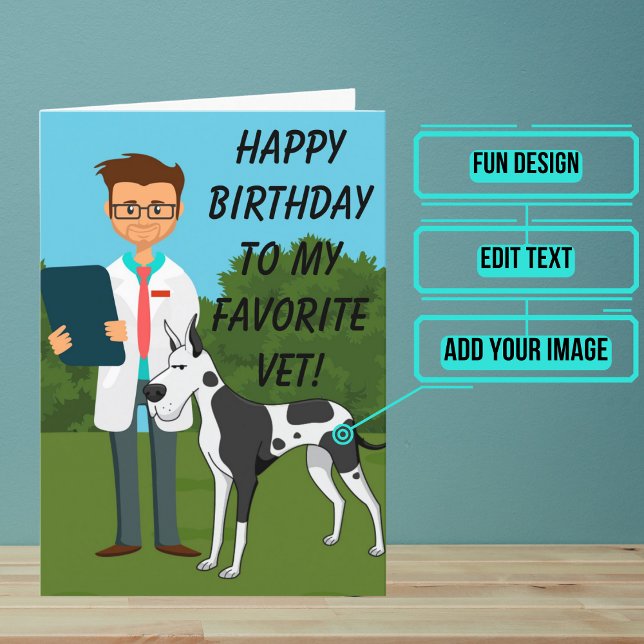 Male Veterinarian Birthday Card (his lovely card is specifically for that kind veterinarian in your life.)