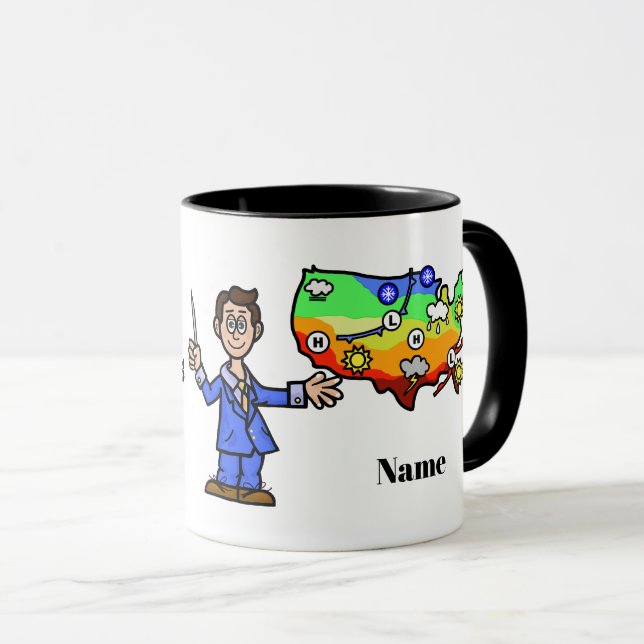 Male Weatherperson's Day Mug with Name (Front Right)