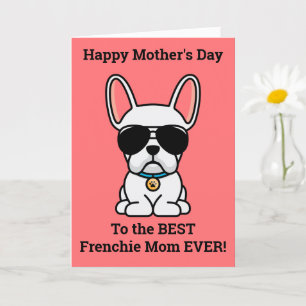 Male White French Bulldog Mother's Day Card