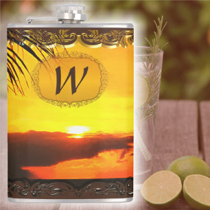Malecon Sunset 2441 Hip Flask