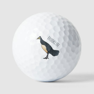 Maleo bird cartoon illustration golf balls