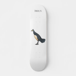 Maleo bird cartoon illustration skateboard