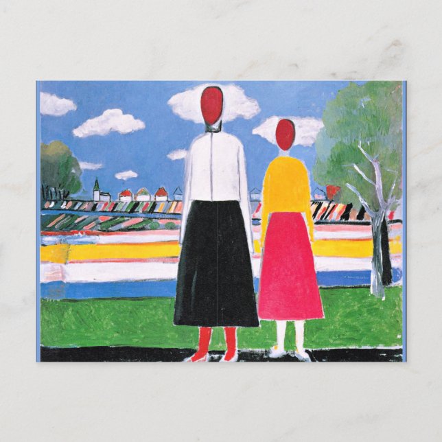 Malevich artwork, Two Figures in a Landscape Postcard (Front)