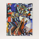 Malevich Kazimir The Knifegrinder Jigsaw Puzzle<br><div class="desc">The Knifegrinder or Principle of Glittering cubo-futurist painting by the artist Kazimir Malevich</div>
