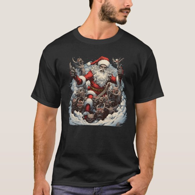 Malevolent Santa Shirt: A Villainous Holiday Twist T-Shirt (Front)