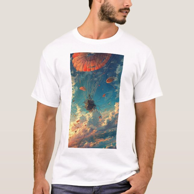Malfunctioning Parachute Tangled Design T-Shirt (Front)