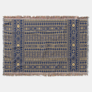 Mali Bamana Bogolanfini Pattern Throw Blanket