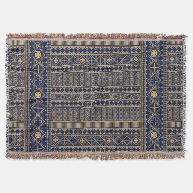 Mali Bamana Bogolanfini Pattern Throw Blanket (Front)