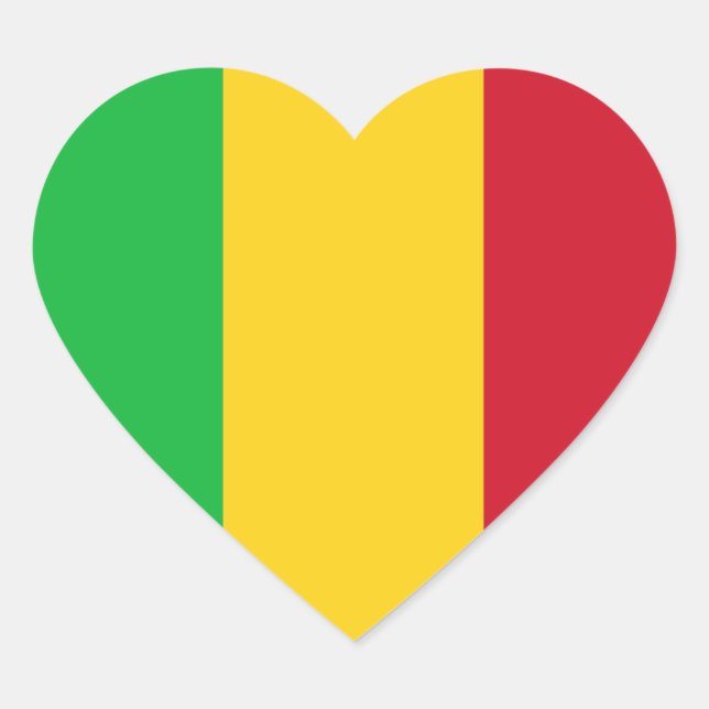 Mali Flag Heart Sticker (Front)
