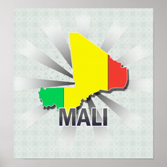 Mali Flag Map 2.0 Poster (Front)
